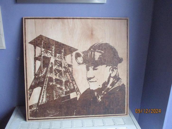 Mijnwerkers aandenken in hout, Antiek en Kunst, Curiosa en Brocante, Ophalen of Verzenden
