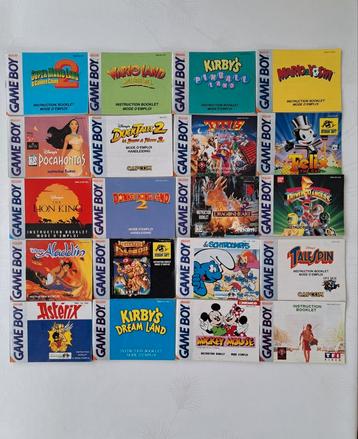 Notice de jeux gameboy. Vente à l'unité. Rendez-vous possibl