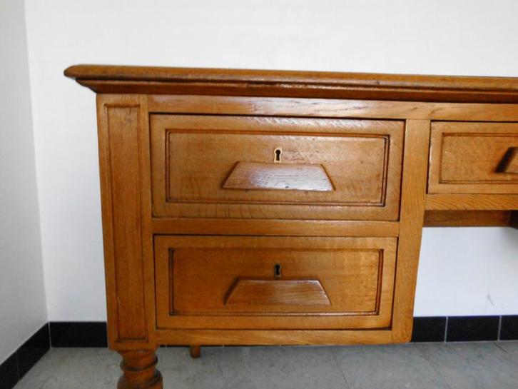 Vintage bureau in eik, Huis en Inrichting, Bureaus, Gebruikt, Bureau, Ophalen