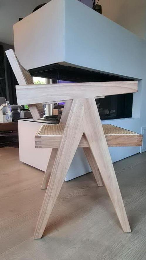PROMO -35% - luxe versie van Jeanneret stoel - bleek hout, Huis en Inrichting, Stoelen, Nieuw, Eén, Hout, Riet of Rotan, Bruin