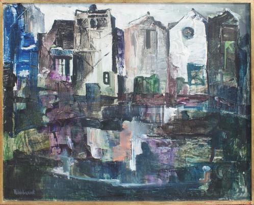Bert Hildebrandt (1906-1974): Stadszicht (O/D, 82 x 68 cm), Antiek en Kunst, Kunst | Schilderijen | Klassiek, Ophalen of Verzenden