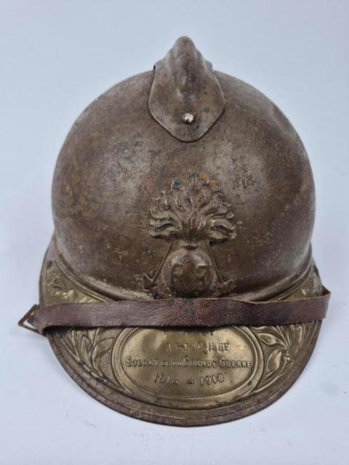 Franse helm op naam WO1 WW1, Verzamelen, Militaria | Algemeen, Helm of Baret, Verzenden