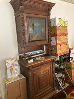 Armoire de château ancienne en chêne avec vitraux  vers 1900, Enlèvement