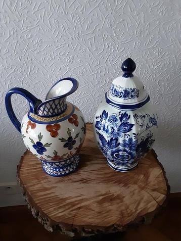 Vazen delfts blauwe ,kruikje gekleurd ! BEKIJK DE FOTO'S  beschikbaar voor biedingen