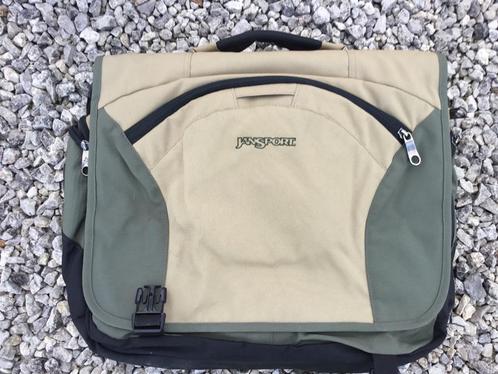 Jansport computertas met schouderriem beige/zandkleurig, Handtassen en Accessoires, Tassen | Schooltassen, Zo goed als nieuw, Schoudertas