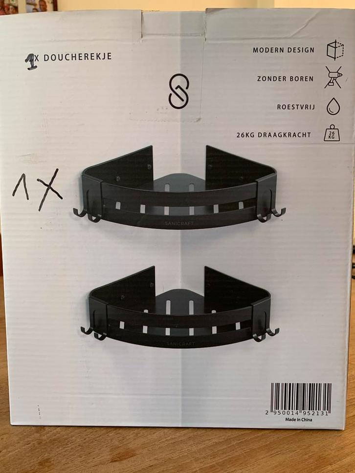 Nieuw doucherekje Sanicraft zonder boren, Huis en Inrichting, Badkamer | Badtextiel en Accessoires, Nieuw, Overige typen, Zwart