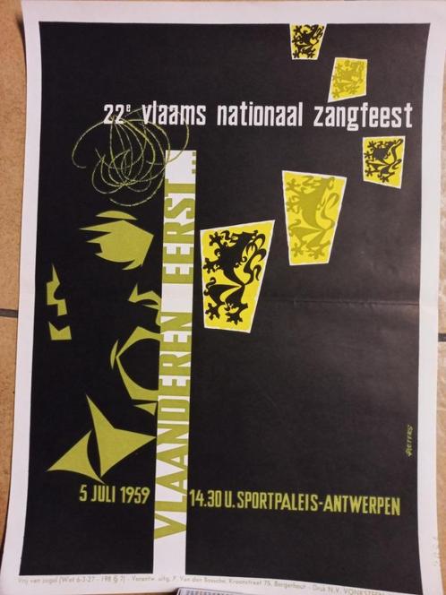 Affiche "Vlaams Nationaal Zangfeest 1959" / Vlaamse Beweging, Verzamelen, Overige Verzamelen, Gebruikt, Ophalen of Verzenden