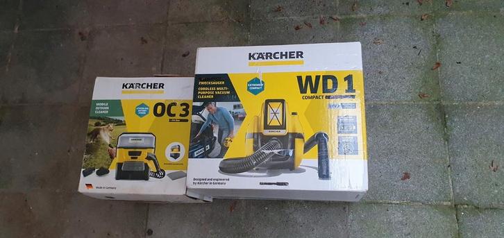 Karcher WD1 18V draadloze stofzuiger & OC3 mobiele reiniger, Elektronische apparatuur, Stofzuigers, Zo goed als nieuw, Stofzuiger