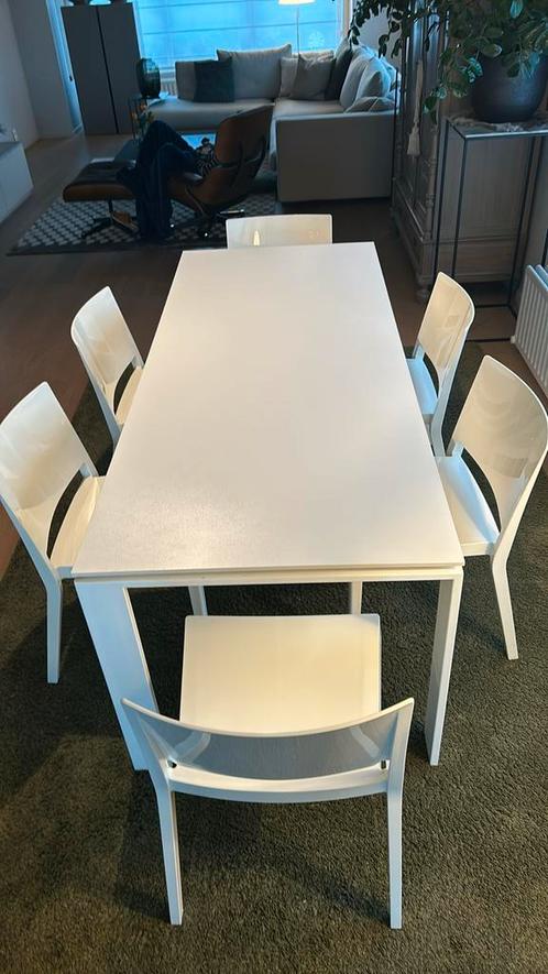 Kartell tafel en 6 stoelen - wit, Huis en Inrichting, Tafels | Eettafels, Zo goed als nieuw, 50 tot 100 cm, 150 tot 200 cm, Vijf personen of meer