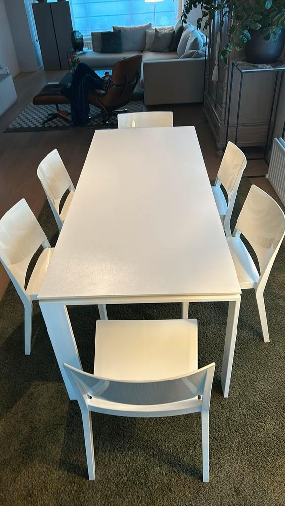 Enkel nog 6 stoelen te koop / wit, Huis en Inrichting, Tafels | Eettafels, Zo goed als nieuw, Minder dan 50 cm, Minder dan 50 cm