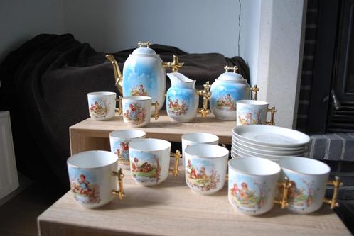 Porseleinen Brussels antiek servies blauw wit- Petre Baudour, Antiquités & Art, Antiquités | Services (vaisselle) complet, Enlèvement