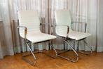 2 chaises de conférence (cuir blanc + acier inoxydable), Enlèvement, Utilisé, Décoration d'intérieur, Chaise