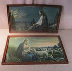 2 Mooie Oude Prenten van Christus - 40x23, Antiek en Kunst, Antiek | Religieuze voorwerpen, Ophalen of Verzenden
