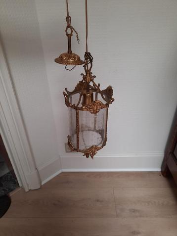 Vintage lantaarn/plafondlamp in geslepen glas beschikbaar voor biedingen