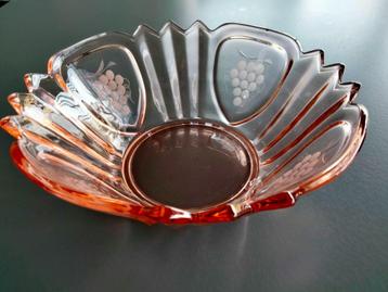 Zeer mooie ART DECO zalmglazen schaal 24x9cm beschikbaar voor biedingen