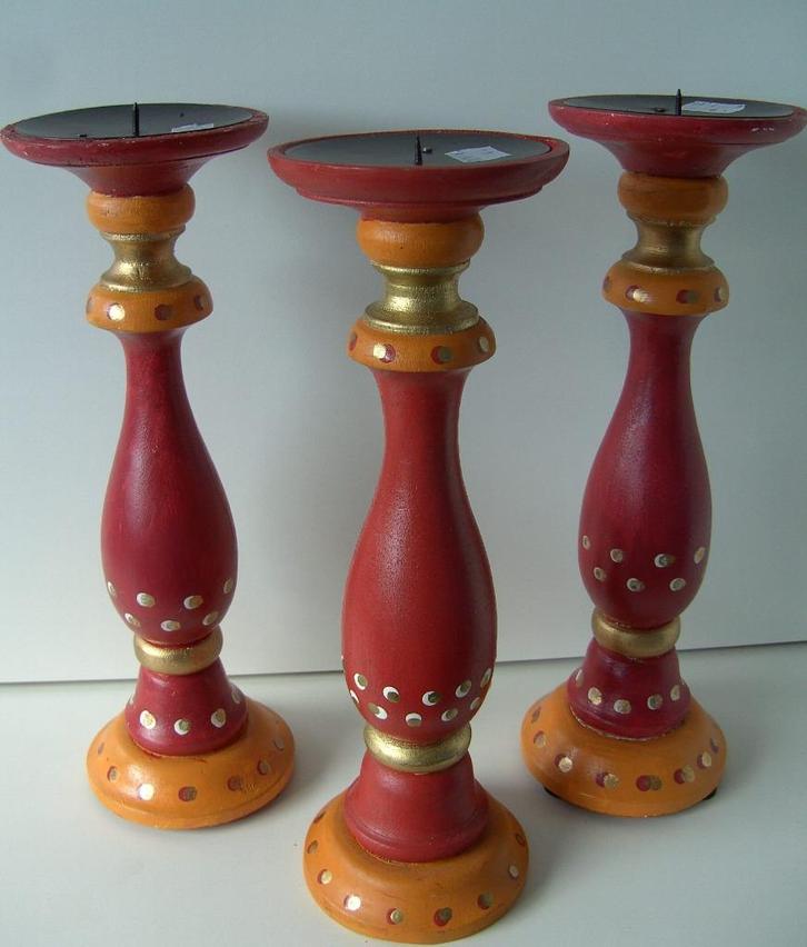 HOUTEN KANDELAAR STOMPKAARSEN 30 cm 2 STUKS NIEUW, Diversen, Kerst, Nieuw, Ophalen of Verzenden