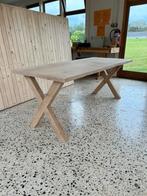 Table de salle à manger avec pied en croix en chêne massif, 50 tot 100 cm, Nieuw, 150 tot 200 cm, Rechthoekig