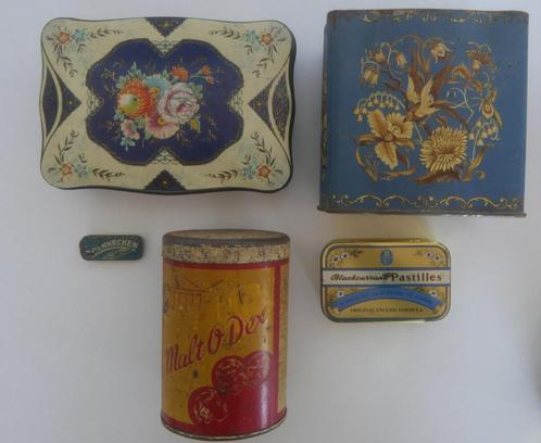 blik  6 oude blikken dozen metalen dozen vintage, Verzamelen, Blikken, Gebruikt, Ophalen