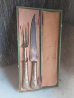 Oude franse verzilverde snij set grote vleesmes en vleesvork, Enlèvement ou Envoi