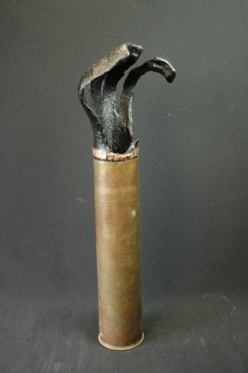 WO1 Franse 75mm Schrapnel huls LEEG, Verzamelen, Militaria | Algemeen, Ophalen of Verzenden