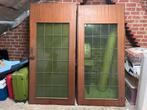 Porte double vintage en bois avec verre vert, Porte intérieure, Enlèvement, Utilisé, Verre