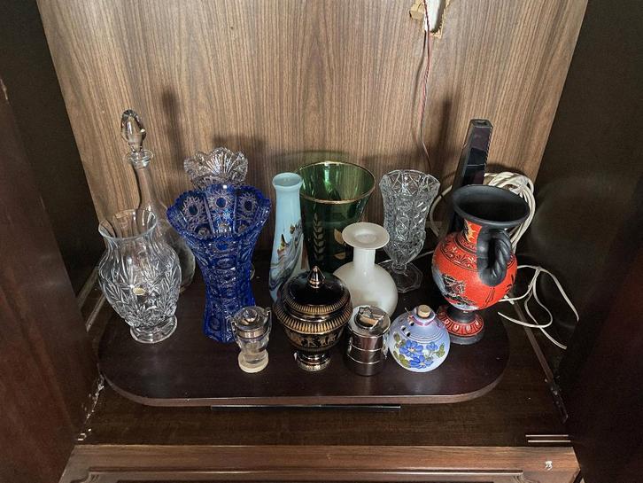 Lot vazen – kristal, gekleurd glas, decoratief, Huis en Inrichting, Woonaccessoires | Vazen, Gebruikt, Glas, Ophalen