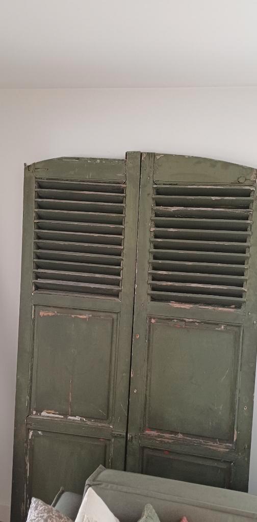 Authentieke houten luiken/deuren - vintage groen, Antiquités & Art, Curiosités & Brocante, Enlèvement