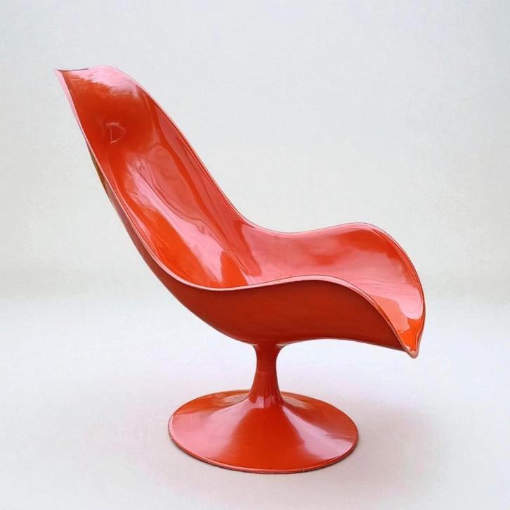 Prachtige Space age 1960-70s lounge chair Fiberglass Tulip, Verzamelen, Retro, Huis en Inrichting, Ophalen of Verzenden