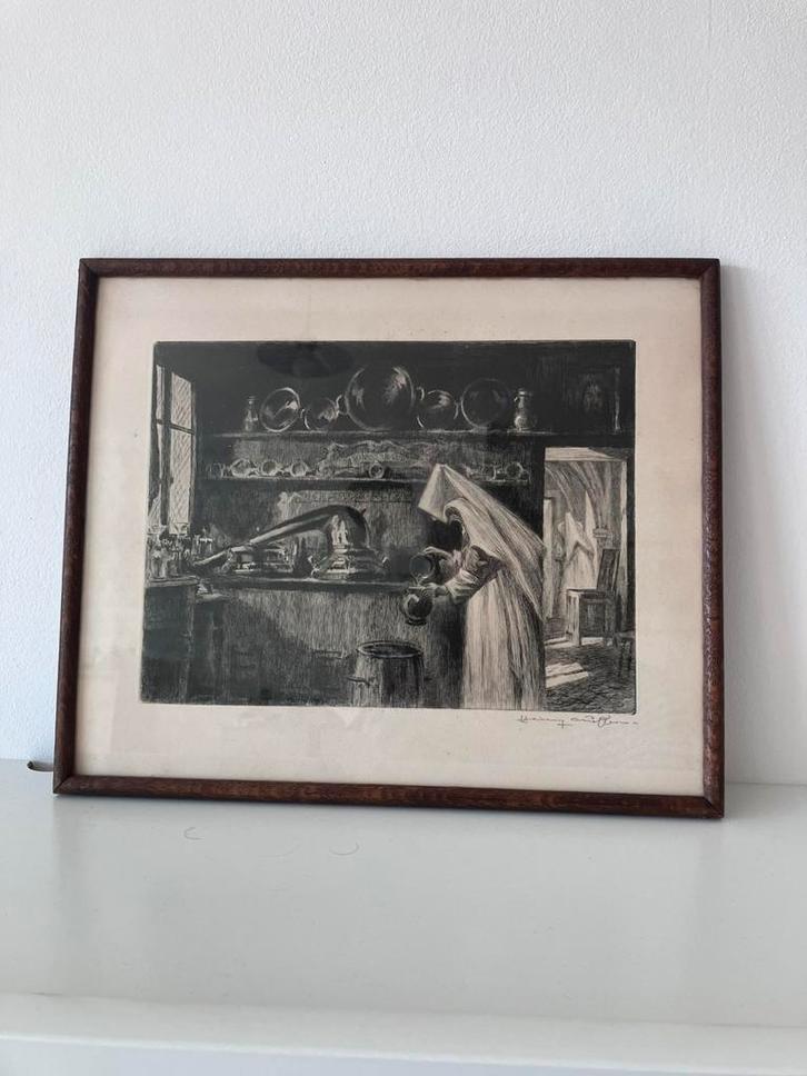 Henry Lucien Scheffer - ets kloosterzusters, Antiek en Kunst, Kunst | Etsen en Gravures, Ophalen of Verzenden