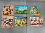 Set van 6 houten inlegpuzzels, Kinderen en Baby's, Speelgoed | Kinderpuzzels, Van hout, Minder dan 10 stukjes, Gebruikt, Ophalen of Verzenden