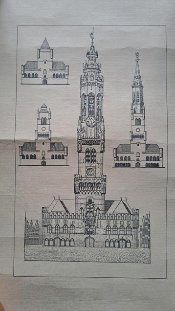 Oud ontwerp Halletoren Brugge architectuur beschikbaar voor biedingen