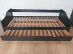 Één persoonsbed met tweede bedlade., Ophalen, 90 cm, Eenpersoons, Bruin