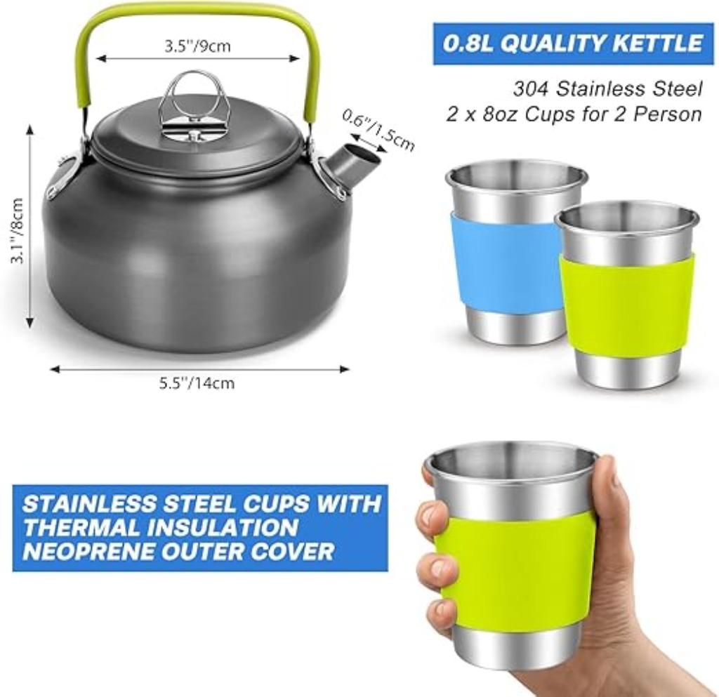 Ensemble d'ustensiles de cuisine de camping en plusieurs piè, Neuf, -, -, Aluminium