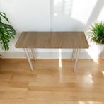 Moderne verstelbare tafel met houten blad en metalen poten, Huis en Inrichting, Ophalen, Zo goed als nieuw, Metaal