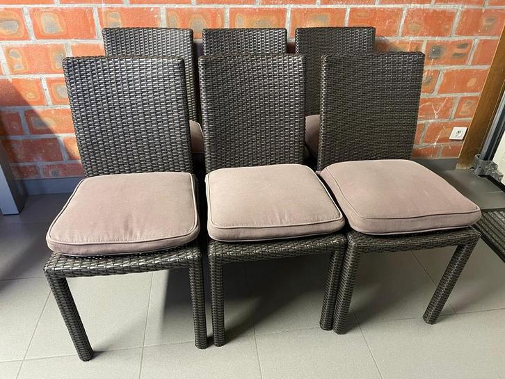 Tafel en 6 stoelen keuken, Huis en Inrichting, Stoelen, Gebruikt, Metaal, Bruin, Ophalen