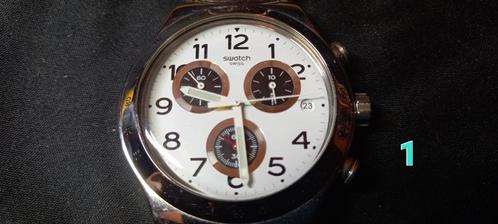 Swatch Swiss chronograaf horloges, Handtassen en Accessoires, Horloges | Heren, Gebruikt, Polshorloge, Swatch, Staal, Leer, Ophalen of Verzenden