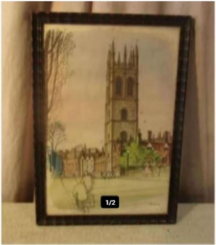 Beau dessin ancien « Pont près de la ville » - Shernorne, Enlèvement ou Envoi