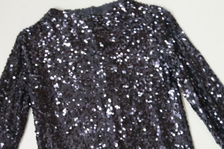 Ongedr zwarte top met pailletjes By Malene Birger, Kleding | Dames, Topjes, Nieuw, Maat 36 (S), Zwart, Lange mouw, Verzenden