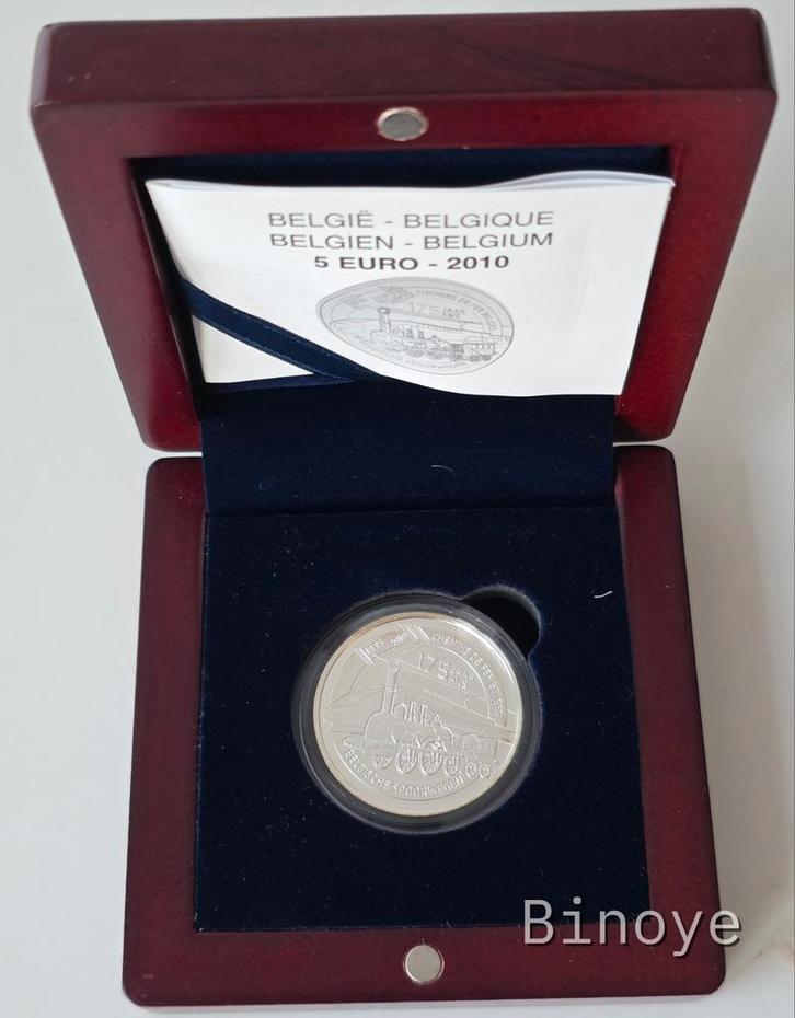 Belgique 5€ 2010 Chemin de fer – Argent 925 – Proof, Timbres & Monnaies, Monnaies | Europe | Monnaies euro, 5 euros, Belgique