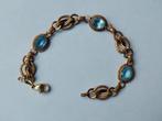 Vergulde armband met Aquamarijnen, Handtassen en Accessoires, Armbanden, Ophalen of Verzenden, Zo goed als nieuw