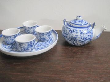 Service à thé Mini Doll 6 pièces en porcelaine bleu blanc