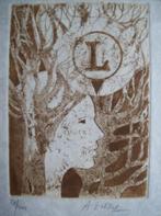 "De letter L" - André Goezu, Antiek en Kunst, Kunst | Etsen en Gravures, Ophalen of Verzenden