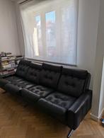 Zwarte leren driezit sofa, Gebruikt, Leer, Contemporary