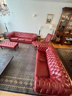 Chesterfield vintage rood/bordeauxrode leren fauteuil, Ophalen
