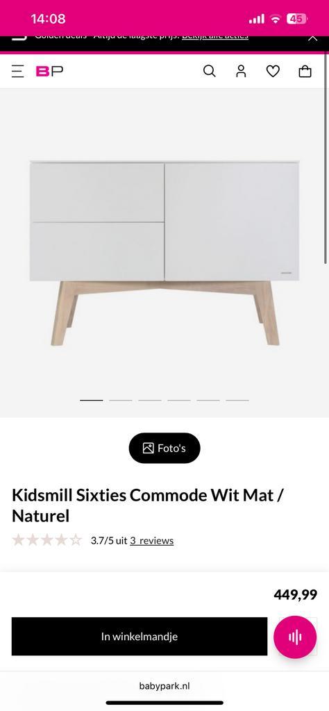 Kidsmill Sixties Commode Wit Mat / Naturel, Kinderen en Baby's, Kinderkamer | Commodes en Kasten, Gebruikt, Commode, Ophalen
