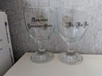 2 Grimbergen glazen met latijnse spreuk, Verzamelen, Biermerken, Ophalen of Verzenden, Zo goed als nieuw, Pul(len), Overige merken