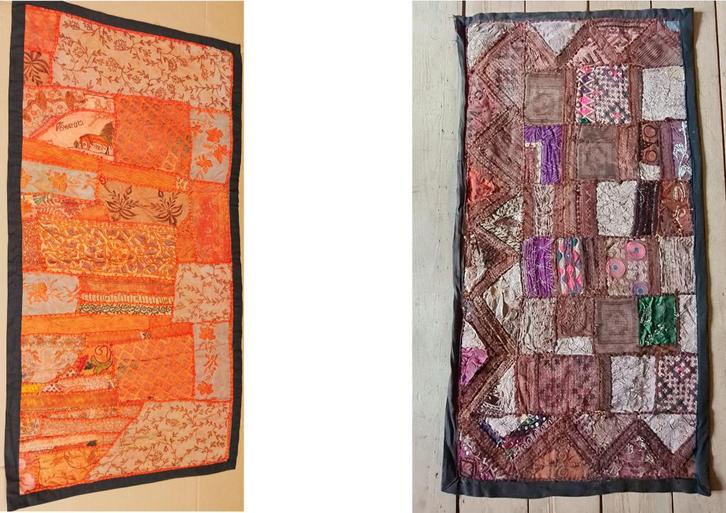 Vintage artisanaal textiel Oriëntaals Ceremonie nappe 2 stuk, Antiek en Kunst, Antiek | Tapijten, Tafelkleden en Textiel, Ophalen of Verzenden