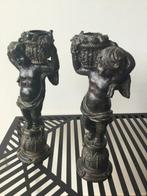 Deux statuettes bougeoirs "Putti" ou "Amours" en résine ?, Antiquités & Art, Enlèvement ou Envoi