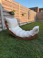 Fitwood Laakso Beige schommelstoel met outdoor kussen, Tuin en Terras, Tuinsets en Loungesets, Ophalen of Verzenden, Zo goed als nieuw