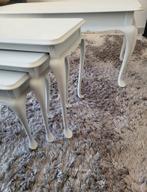 Salontafel set van 3 massief hout wit, Enlèvement ou Envoi, Comme neuf, Bois